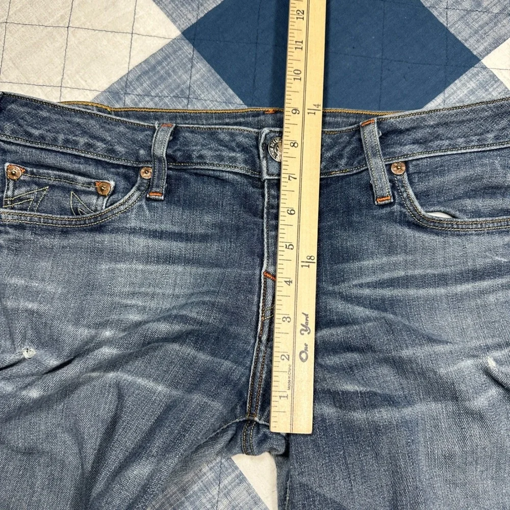 True Religion Brand Jeans Mens 32 Straight Leg Blue Denim Made in USA Low Rise